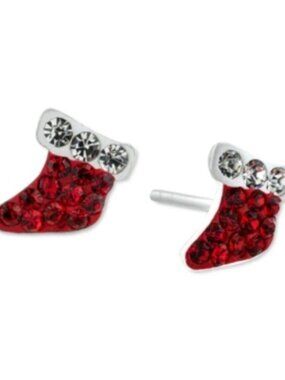 Silver Treasures Stocking Crystal Sterling Silver 8.1mm Stud Earrings, One Size